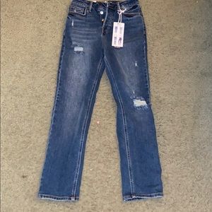 Medium Blue Wash Slim Straight Jeans